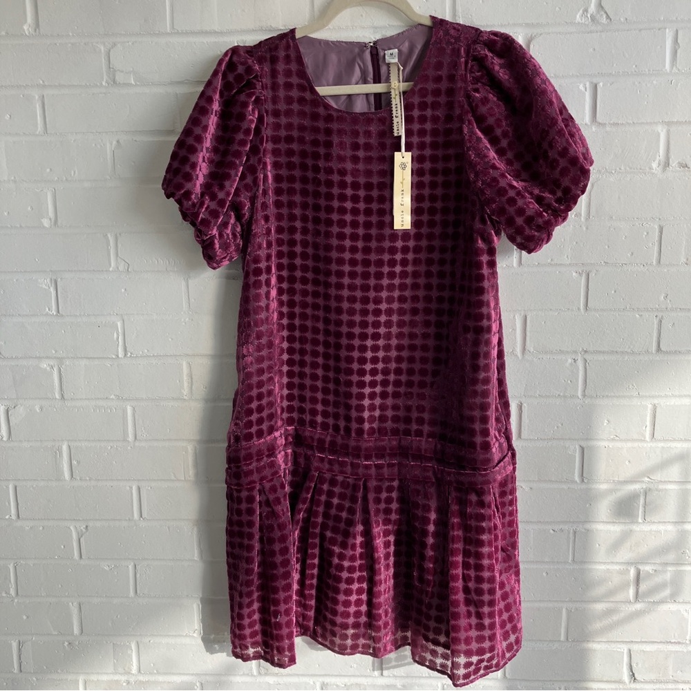UNCLE FRANK PLUM VELVET BURNOUT DRESS